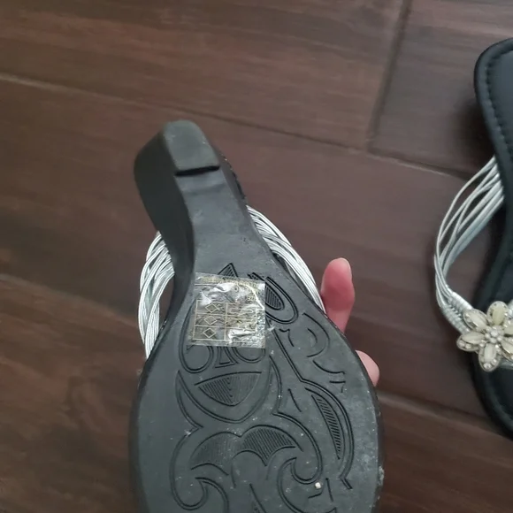 Charming Charlie Black and Silver Sandals - Picture 4 of 5